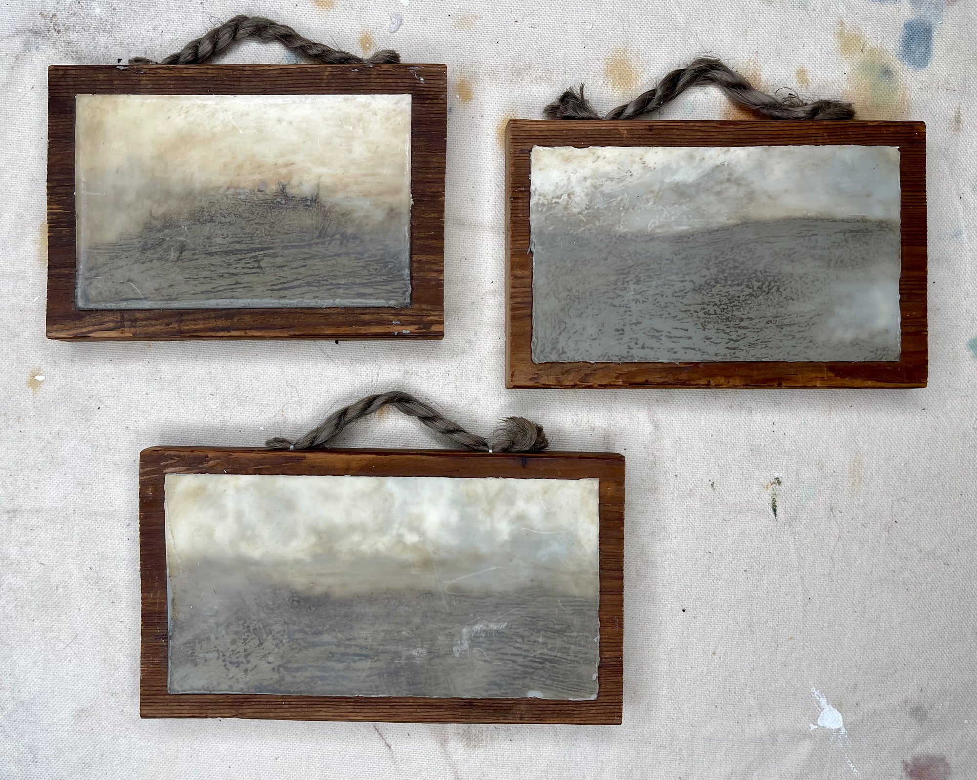 Encaustic Wax Paintings (Set of 3) Approx. 3.5"x5" ea.